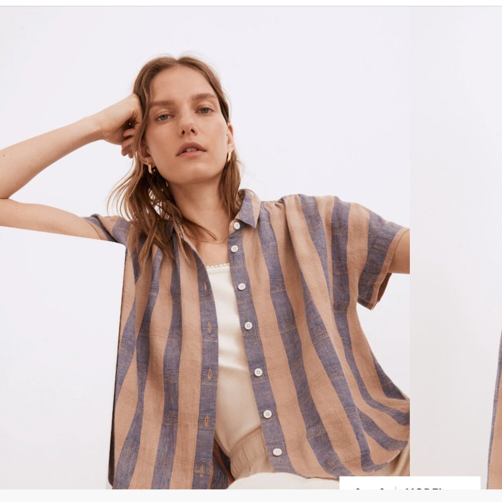 Madewell Linen-Blend Hilltop Shirt in Bayley Stripe